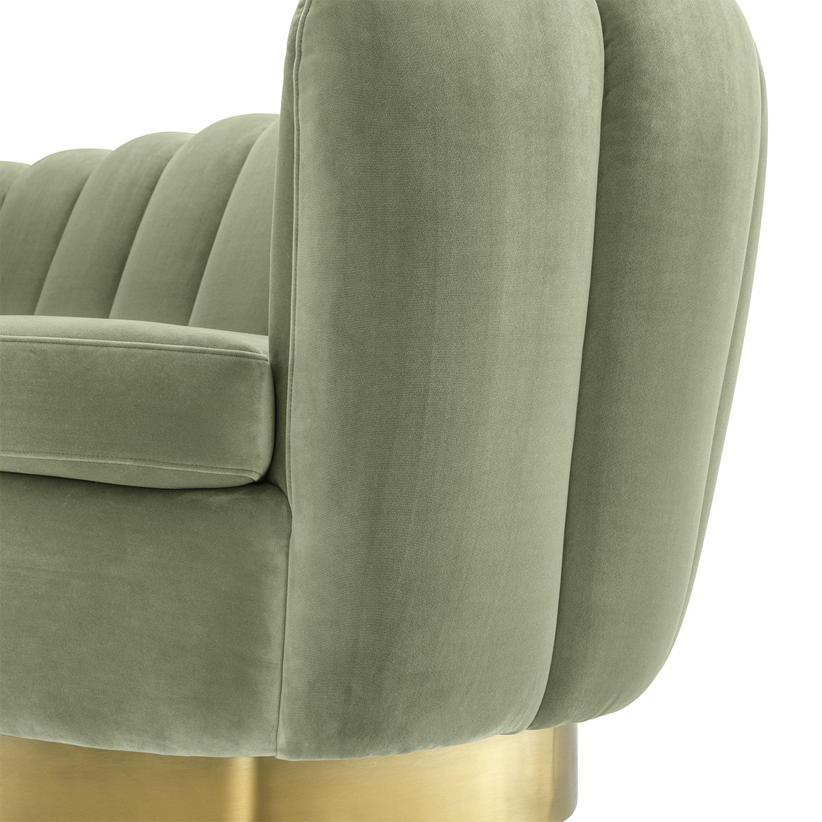 Pistachio Green Velvet, Living Room Sofa with Brass Base