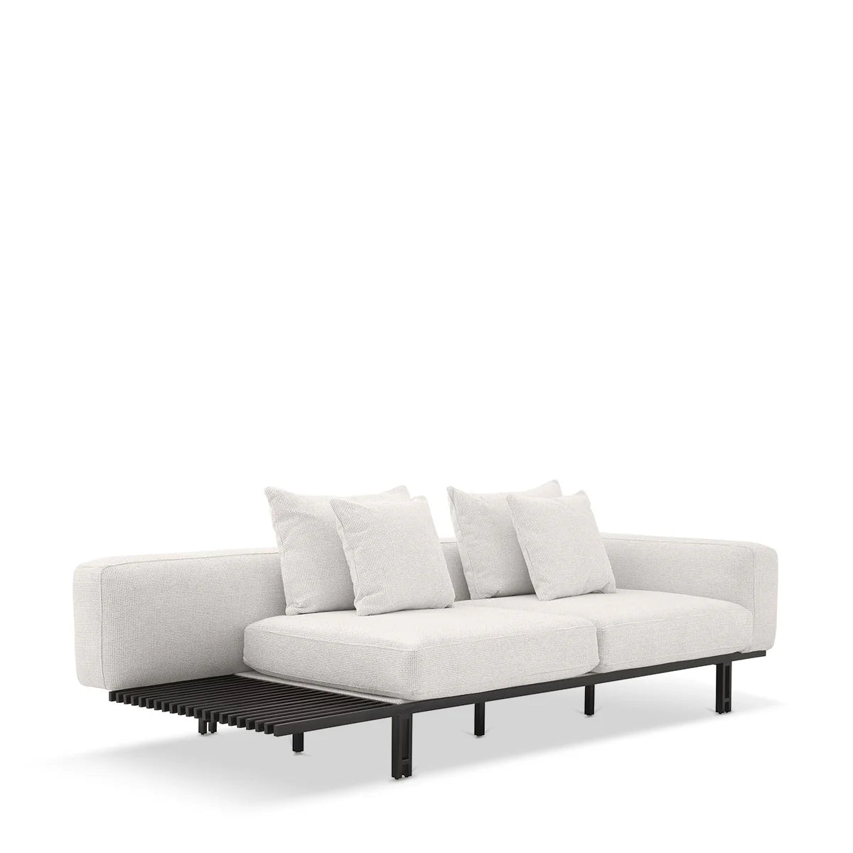 Modern Off White, Living Room Sofa with Integrated Side Table