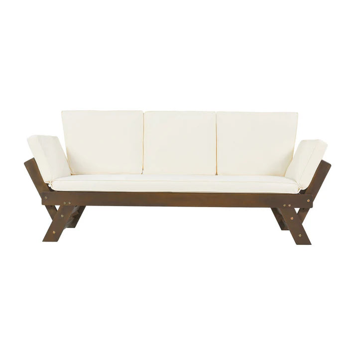 Adjustable Outdoor Wooden Daybed Sofa with Cushions