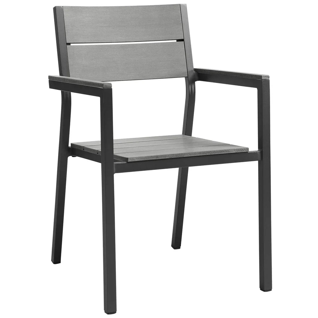5 Piece Outdoor Dining Set with Aluminum Frame and Gray Wood Look Tabletop