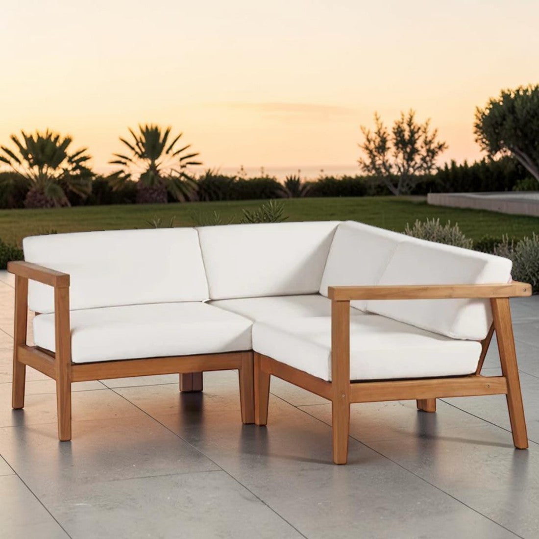 Teak Outdoor Sectional Sofa with Water-Resistant Cushions