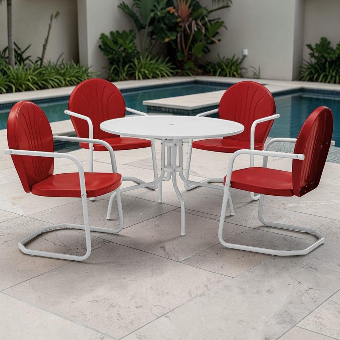 5 Piece Metal Outdoor Dining Set with Round Table and Chairs
