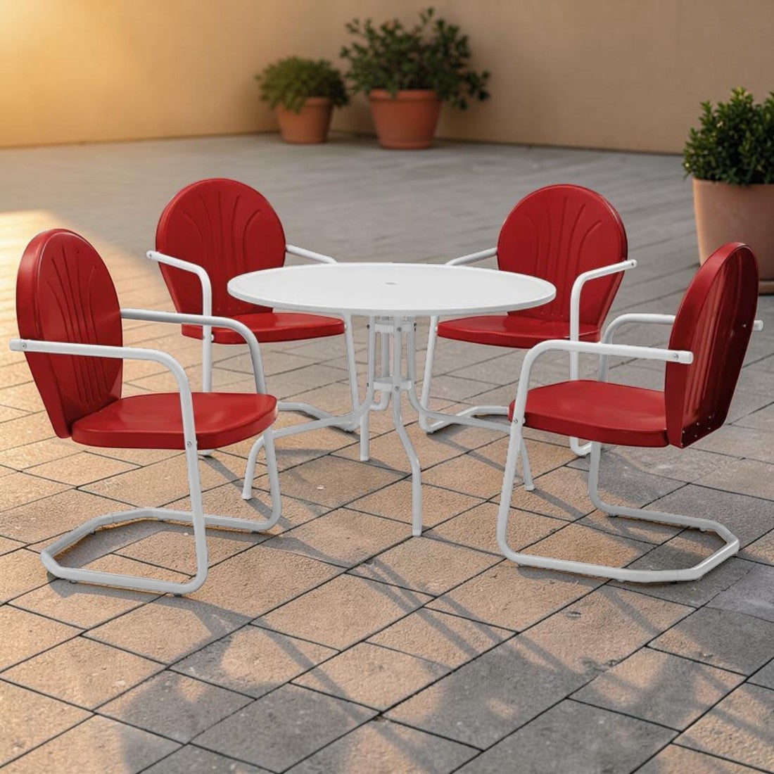 5 Piece Metal Outdoor Dining Set with Round Table and Chairs