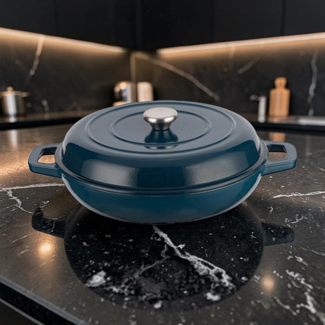 Enameled Cast Iron Braiser with Lid, 3 Qt.