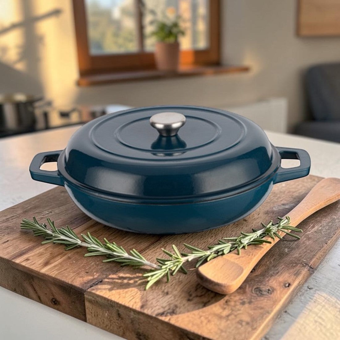 Enameled Cast Iron Braiser with Lid, 3 Qt.
