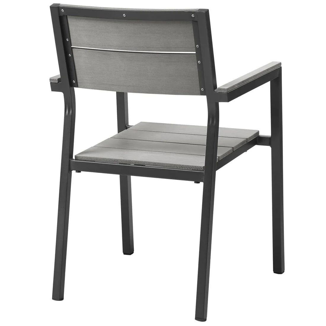 5 Piece Outdoor Dining Set with Aluminum Frame and Gray Wood Look Tabletop