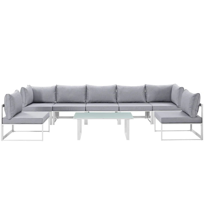 9 Piece Outdoor Sectional Sofa Set with Aluminum Frame and Coffee Table