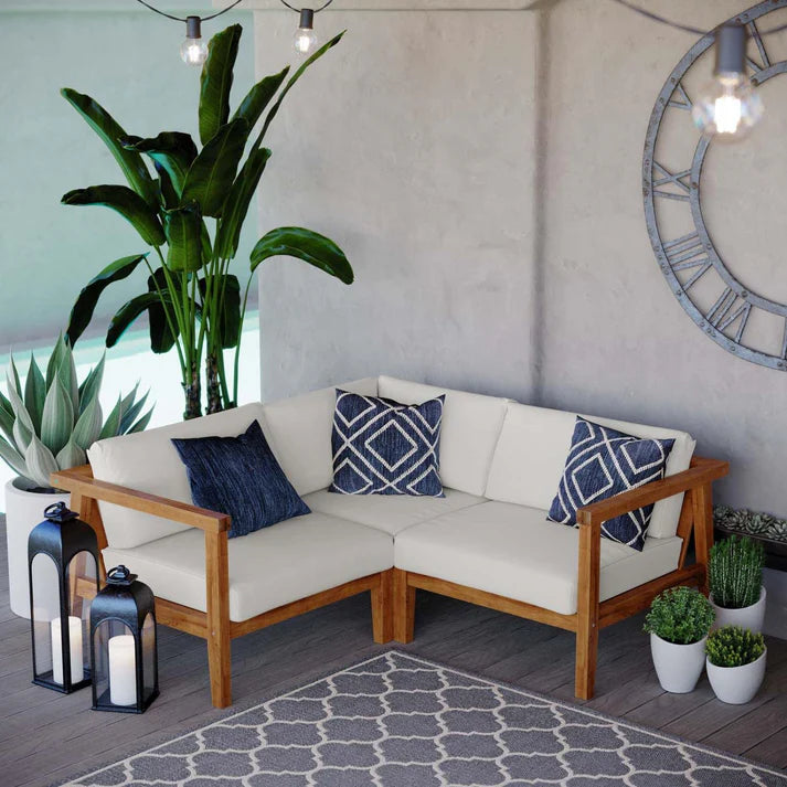 Teak Outdoor Sectional Sofa with Water-Resistant Cushions