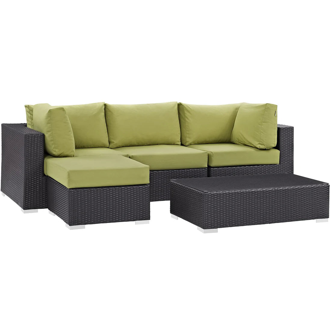5 Piece Outdoor Sectional Sofa Set with Wicker Frame and Coffee Table