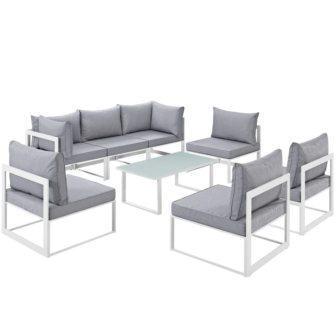 9 Piece Outdoor Sectional Sofa Set with Aluminum Frame and Coffee Table