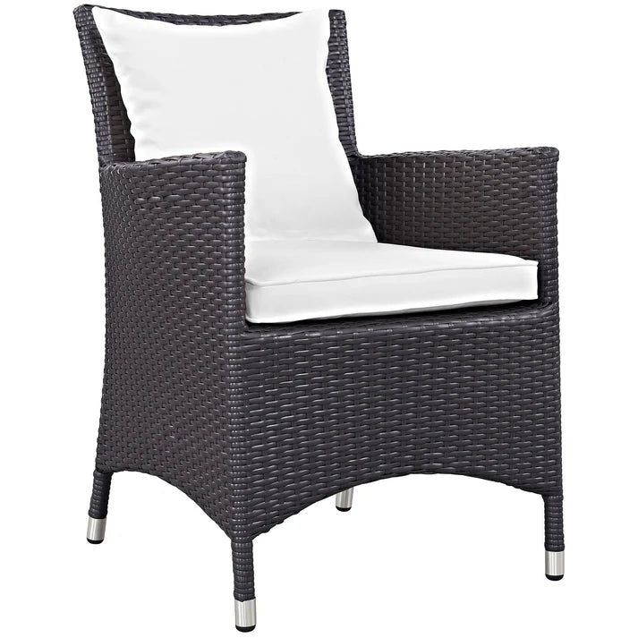 8 Piece Outdoor Dining Set with Umbrella and Wicker Chairs