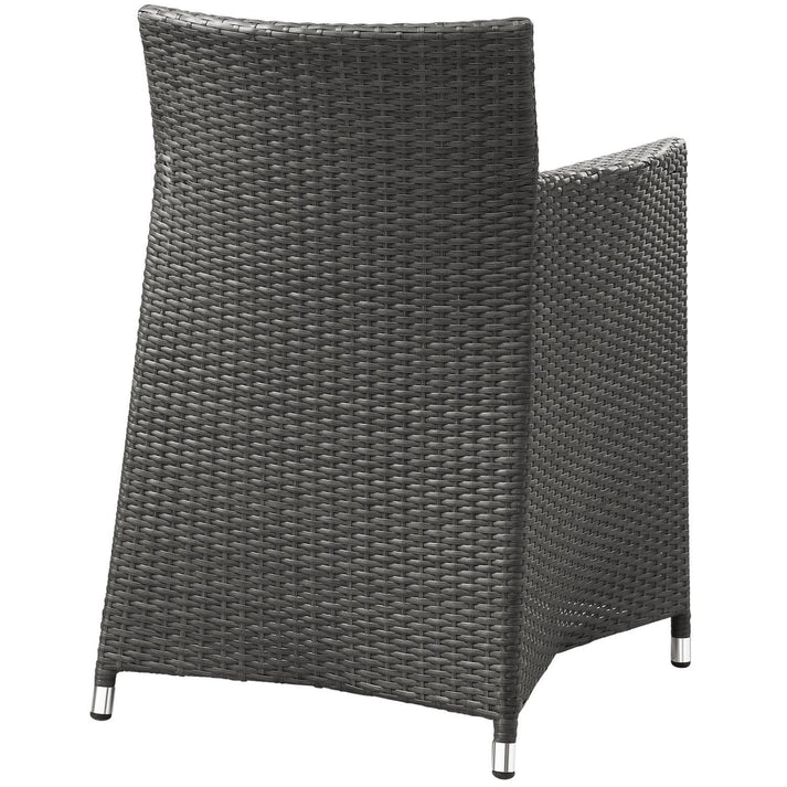 7 Piece Outdoor Dining Set with Rattan Armchairs and Rectangular Table