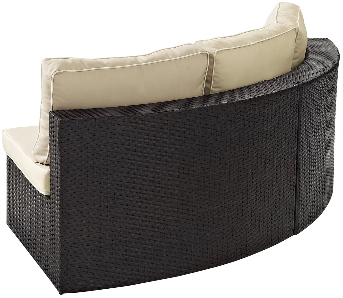 Curved Outdoor Wicker Sectional Sofa with Cushions