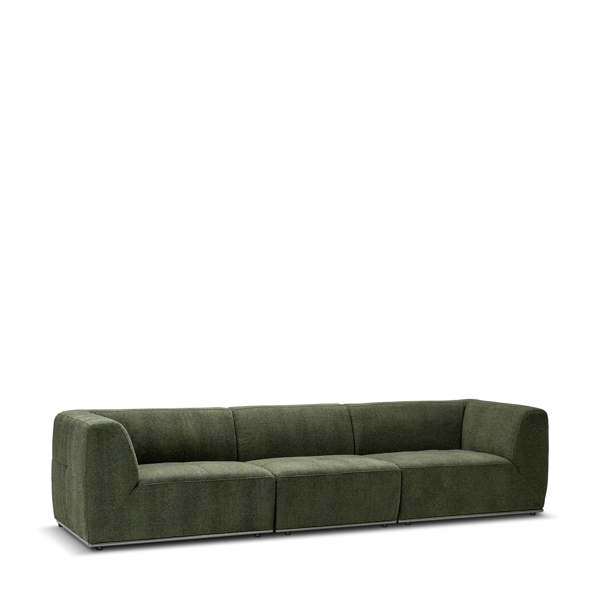 Modern Moss Green, Living Room Sofa with Nickel Base