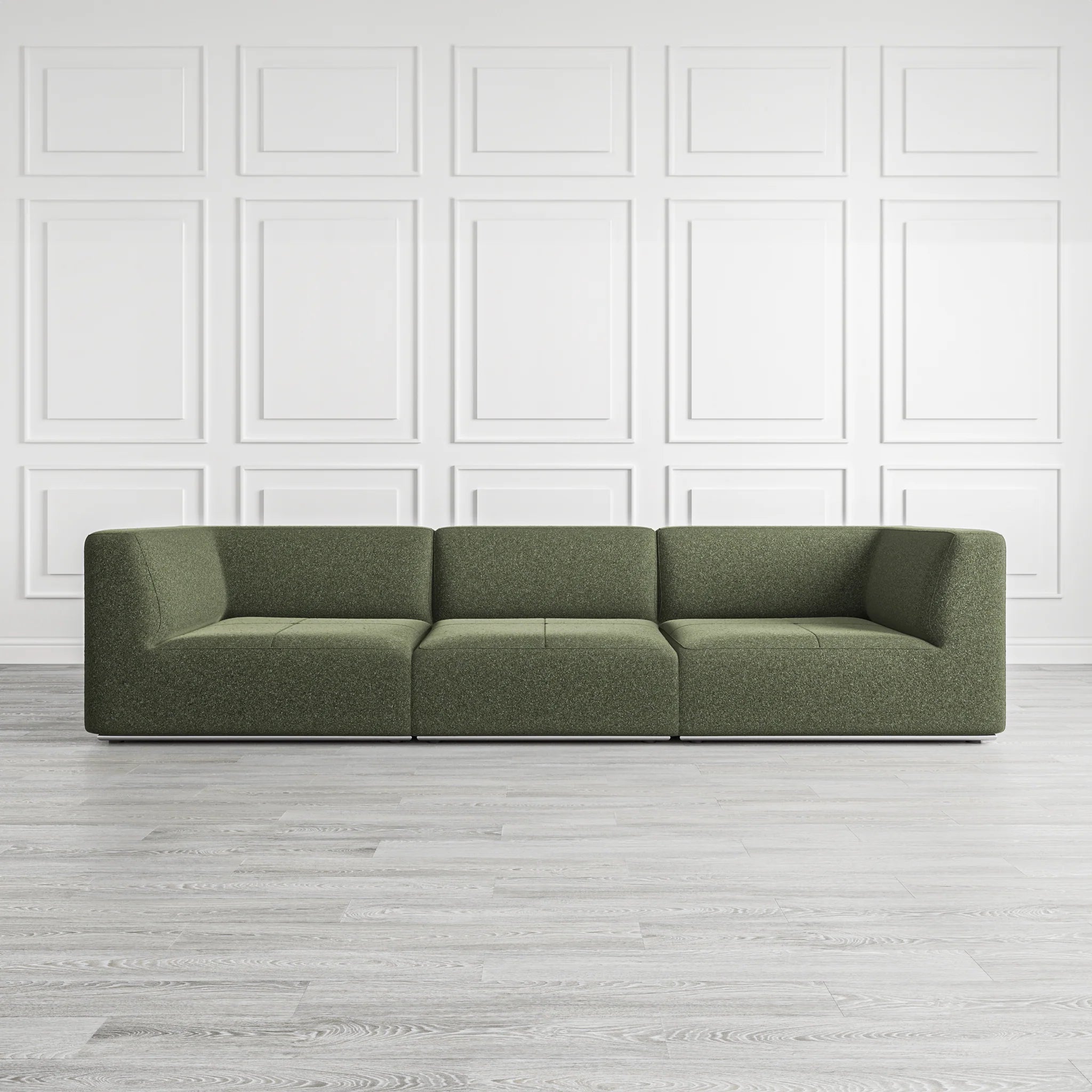 Modern Moss Green, Living Room Sofa with Nickel Base