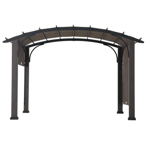 Metal Pergola with Retractable Canopy and Curved Roof, 10 ft. x 12 ft.