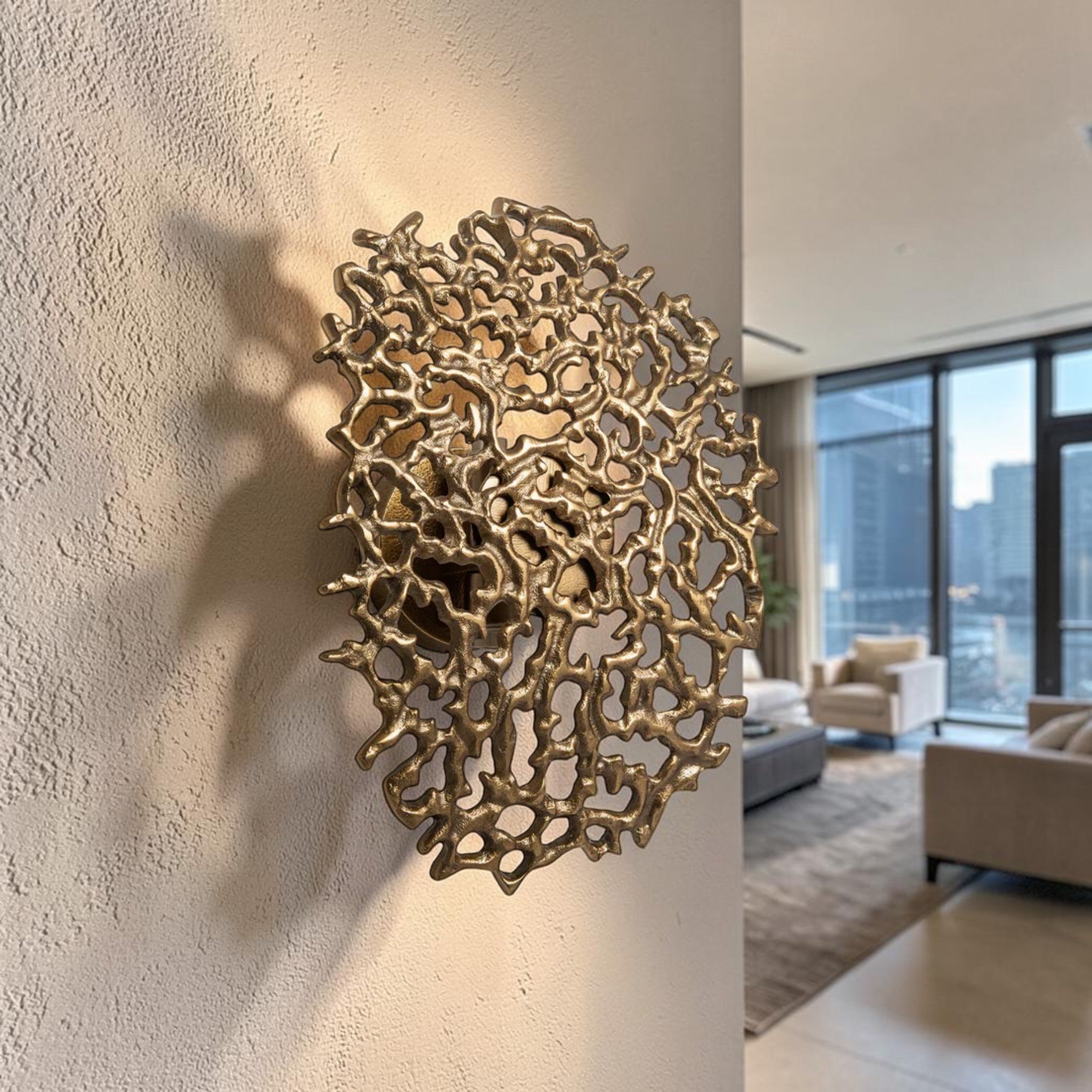 Coral Inspired, Brass Wall Light