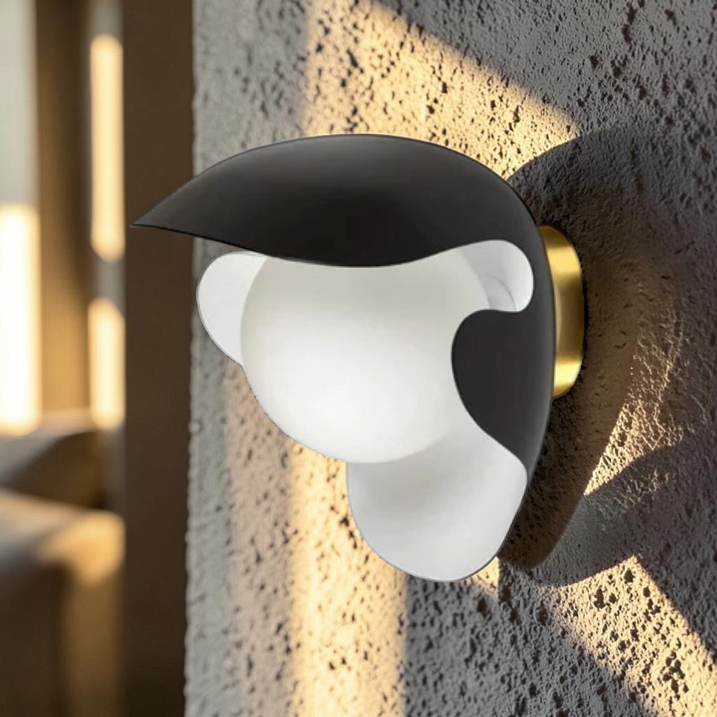 Modern Black, Wall Light with Opal Glass Globe