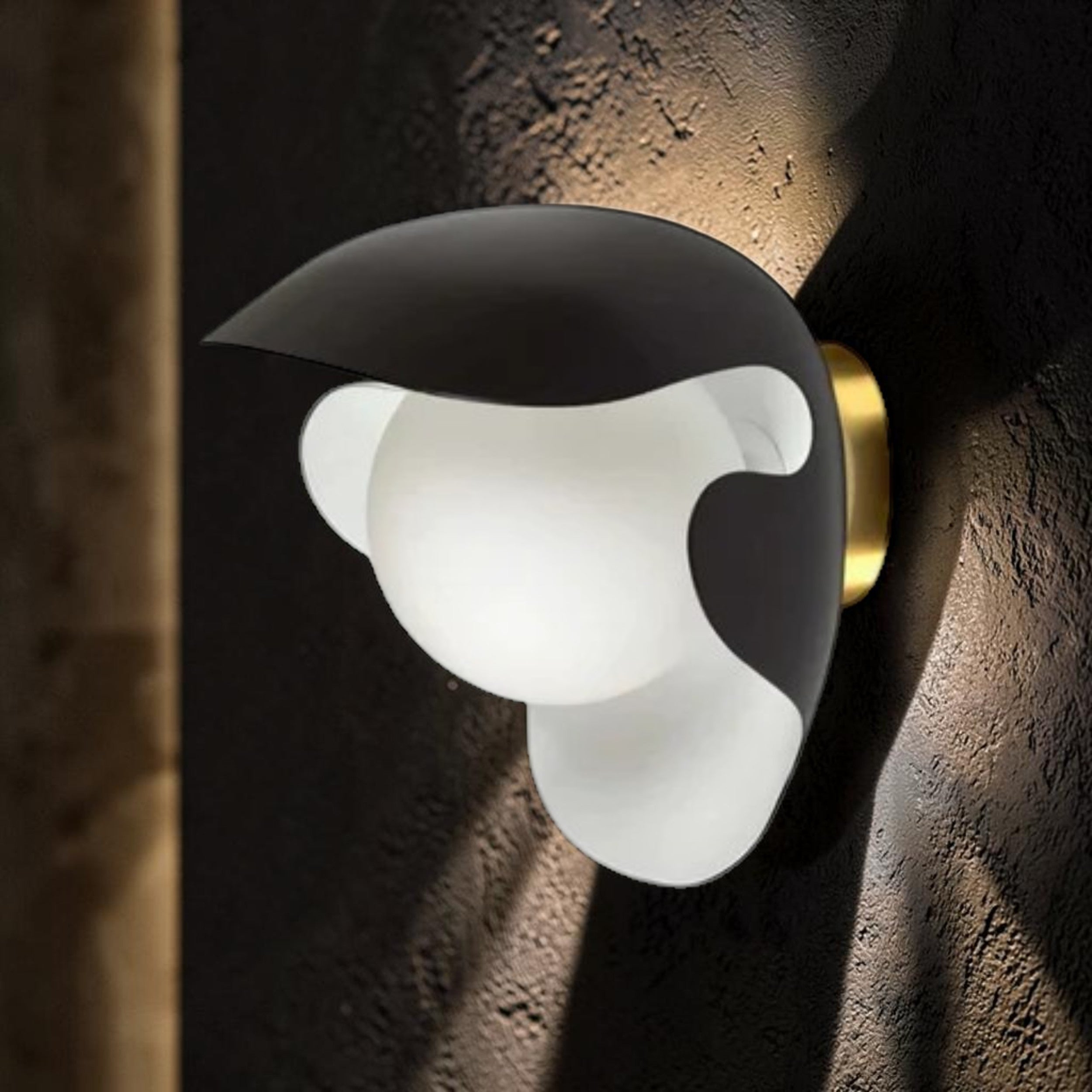 Modern Black, Wall Light with Opal Glass Globe