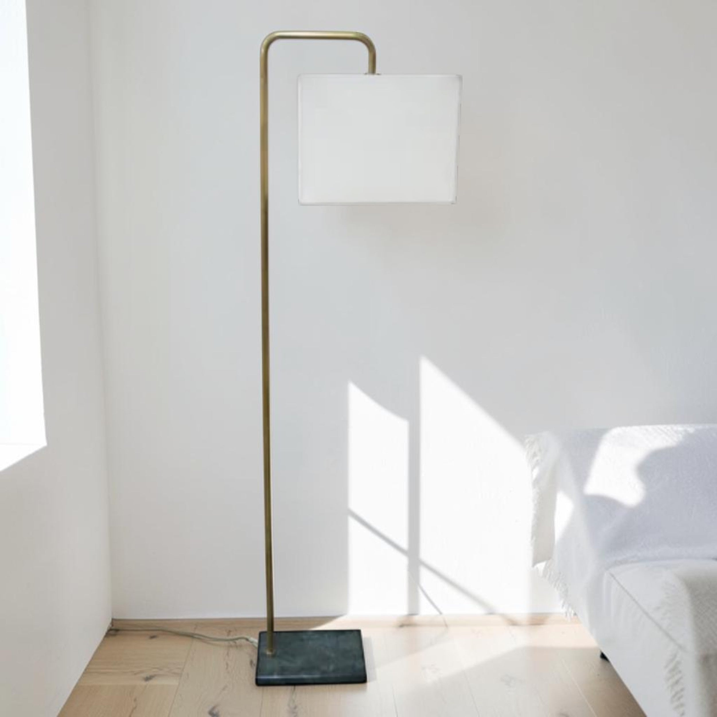 Antique Brass, Floor Lamp with Marble Base
