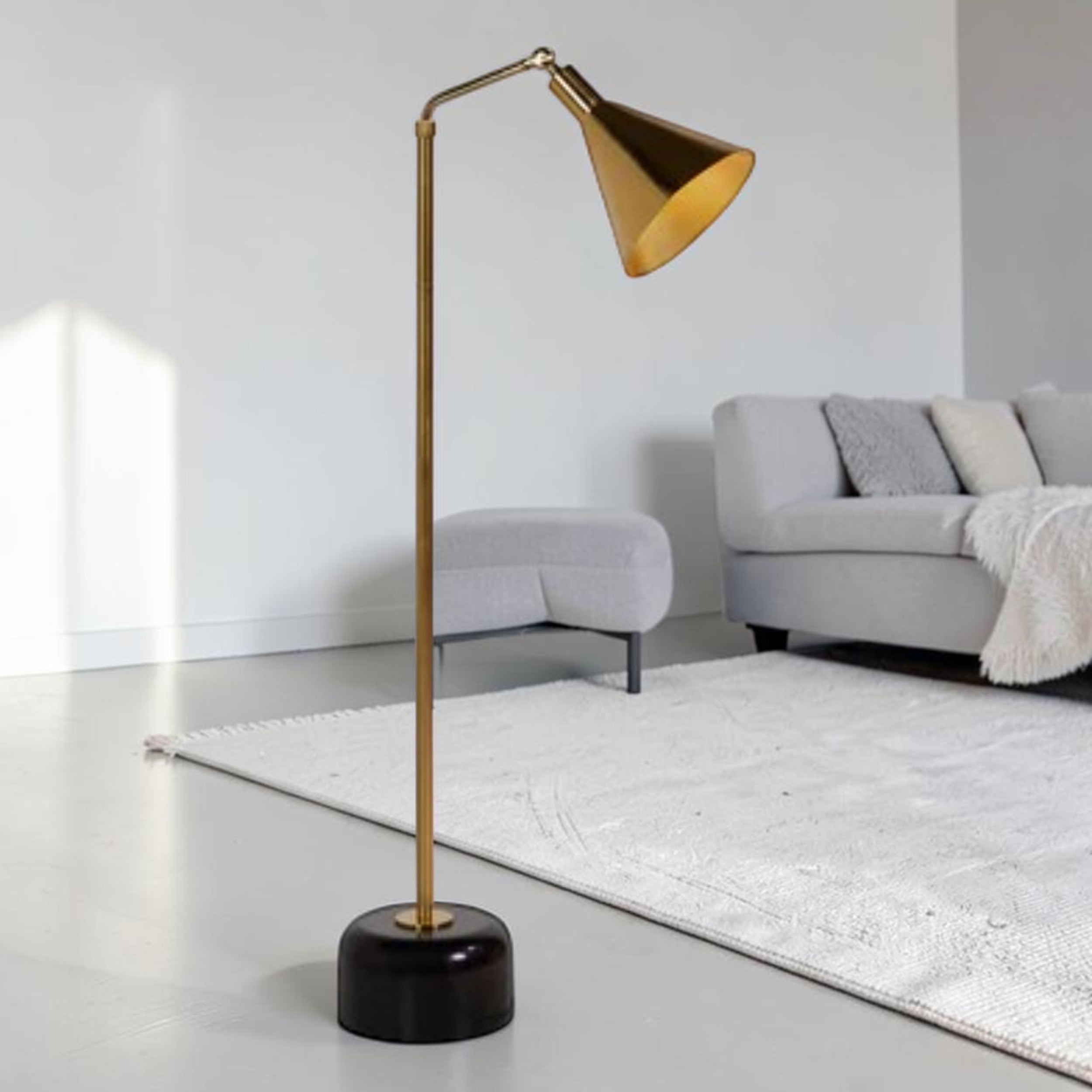 Adjustable Metal, Floor Lamp with Antique Gold Finish