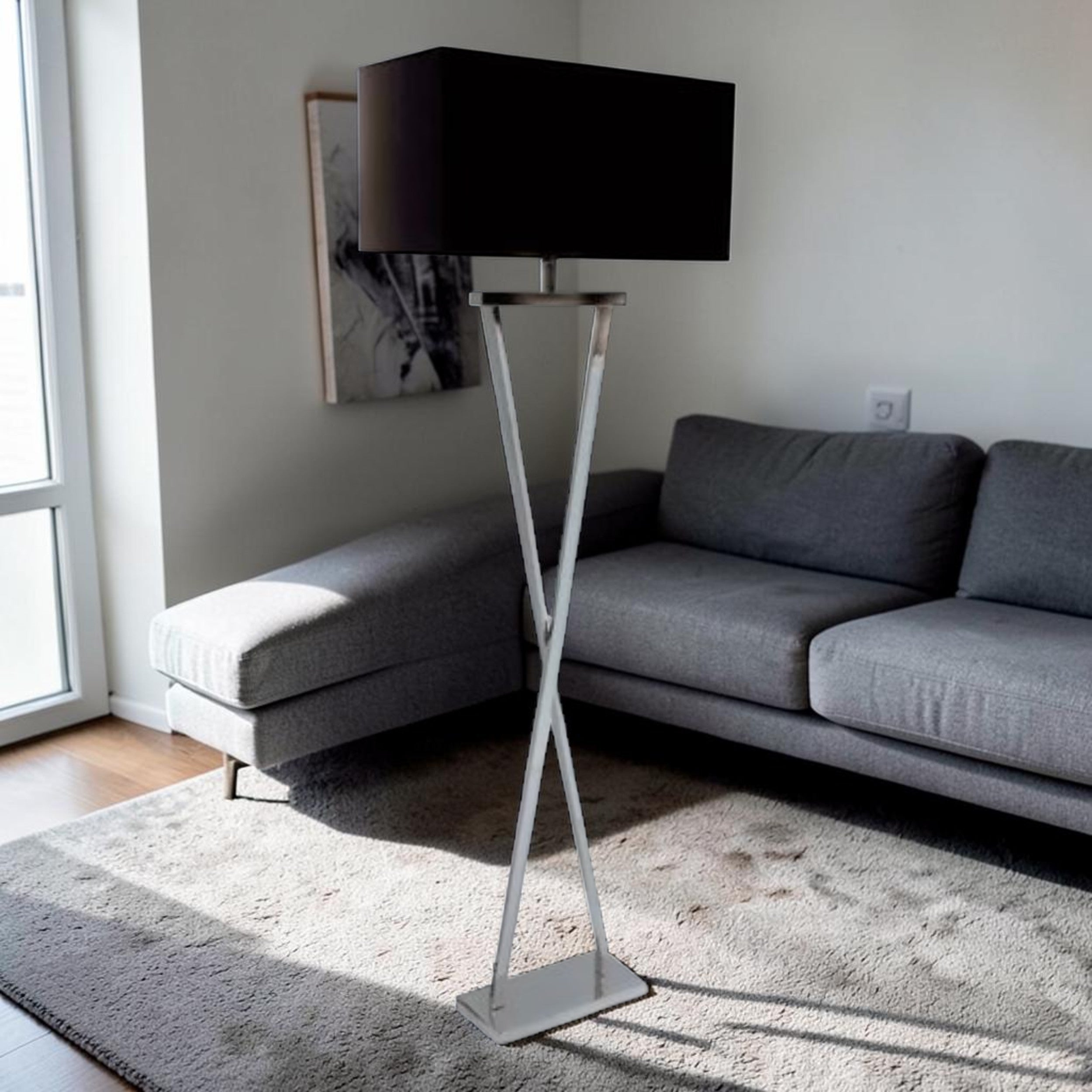 Modern Floor Lamp with Stainless Steel X-Base