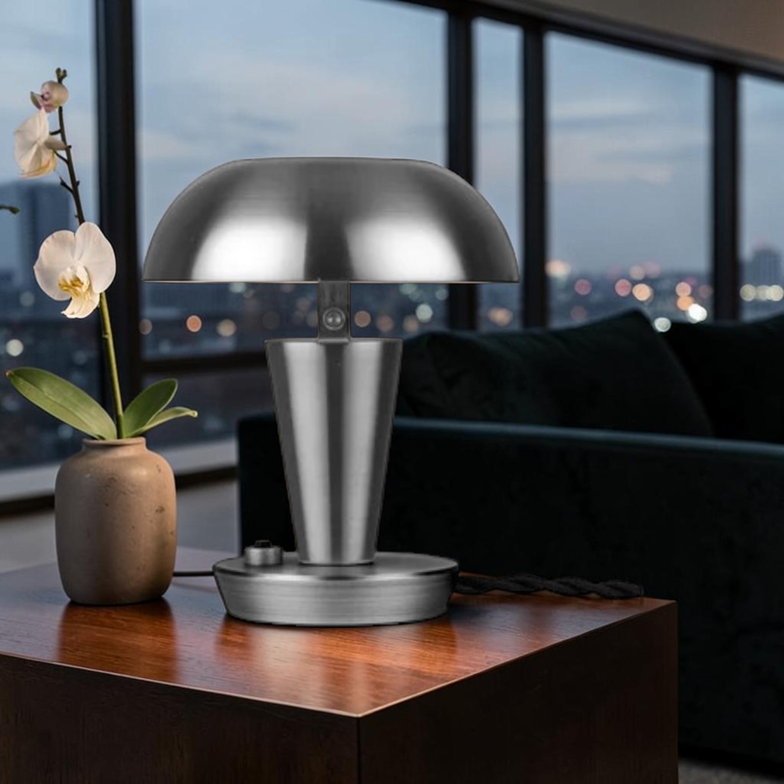 Compact Steel, Table Lamp with Adjustable Shade