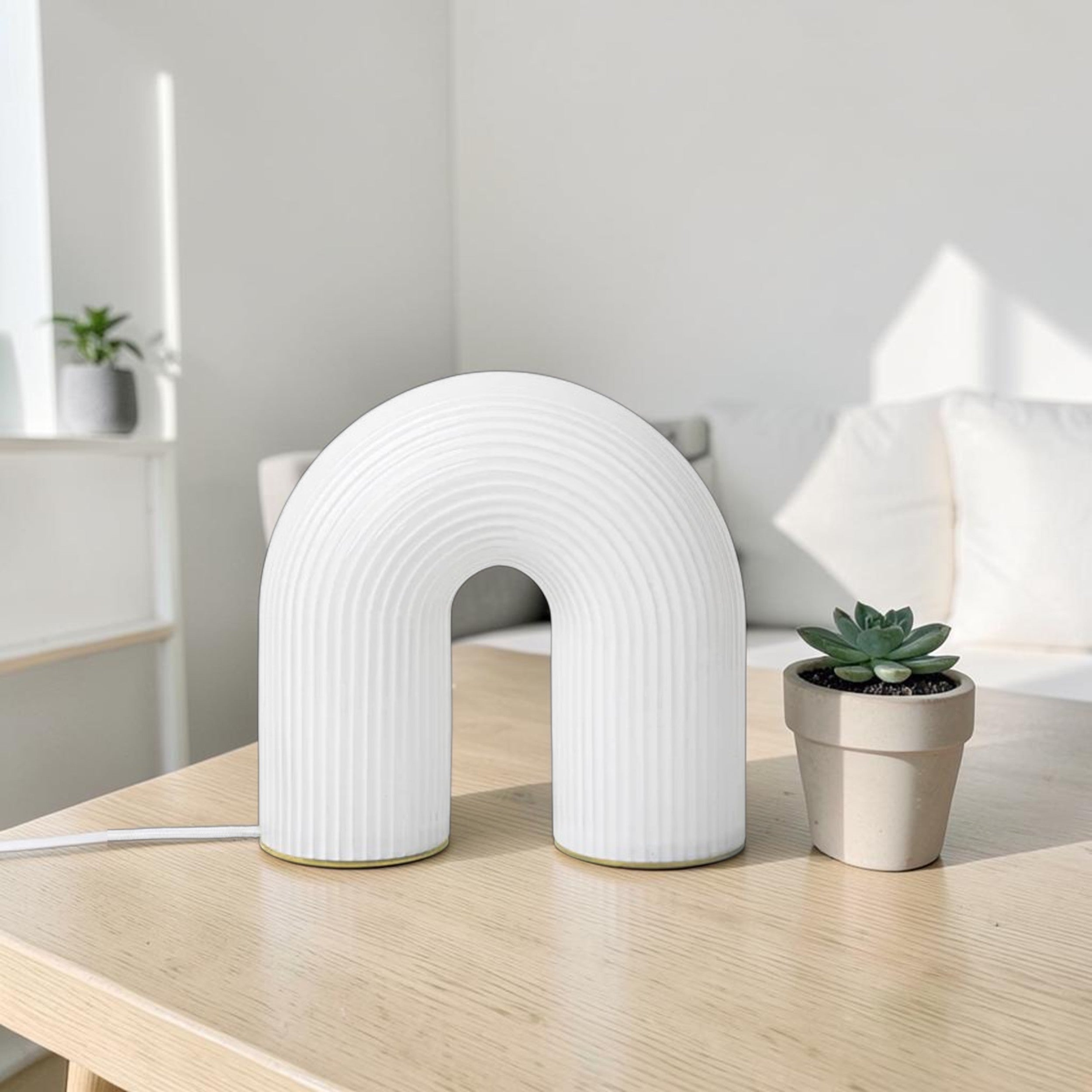 Modern Opal Glass, Table Lamp with Dimmable LED