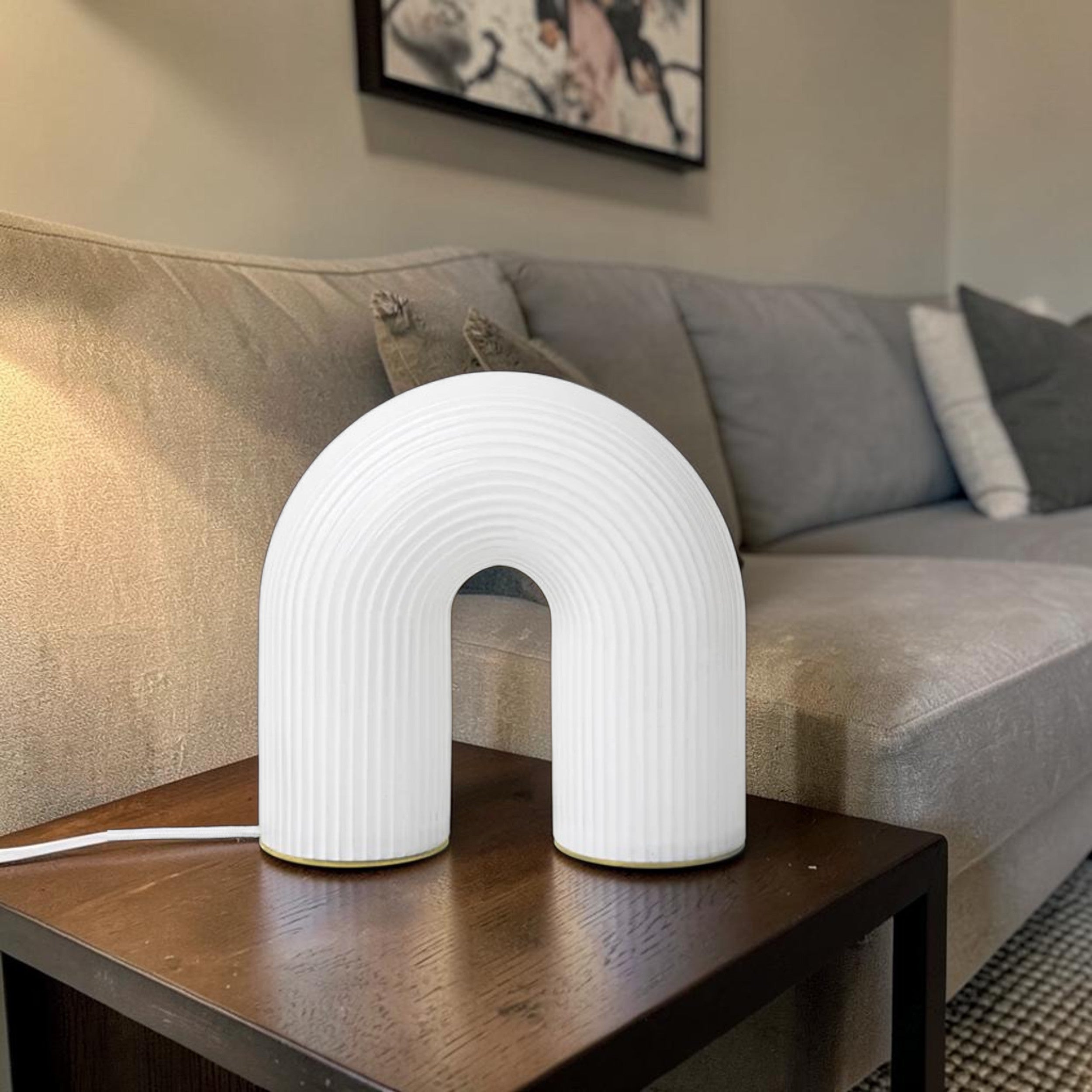 Modern Opal Glass, Table Lamp with Dimmable LED