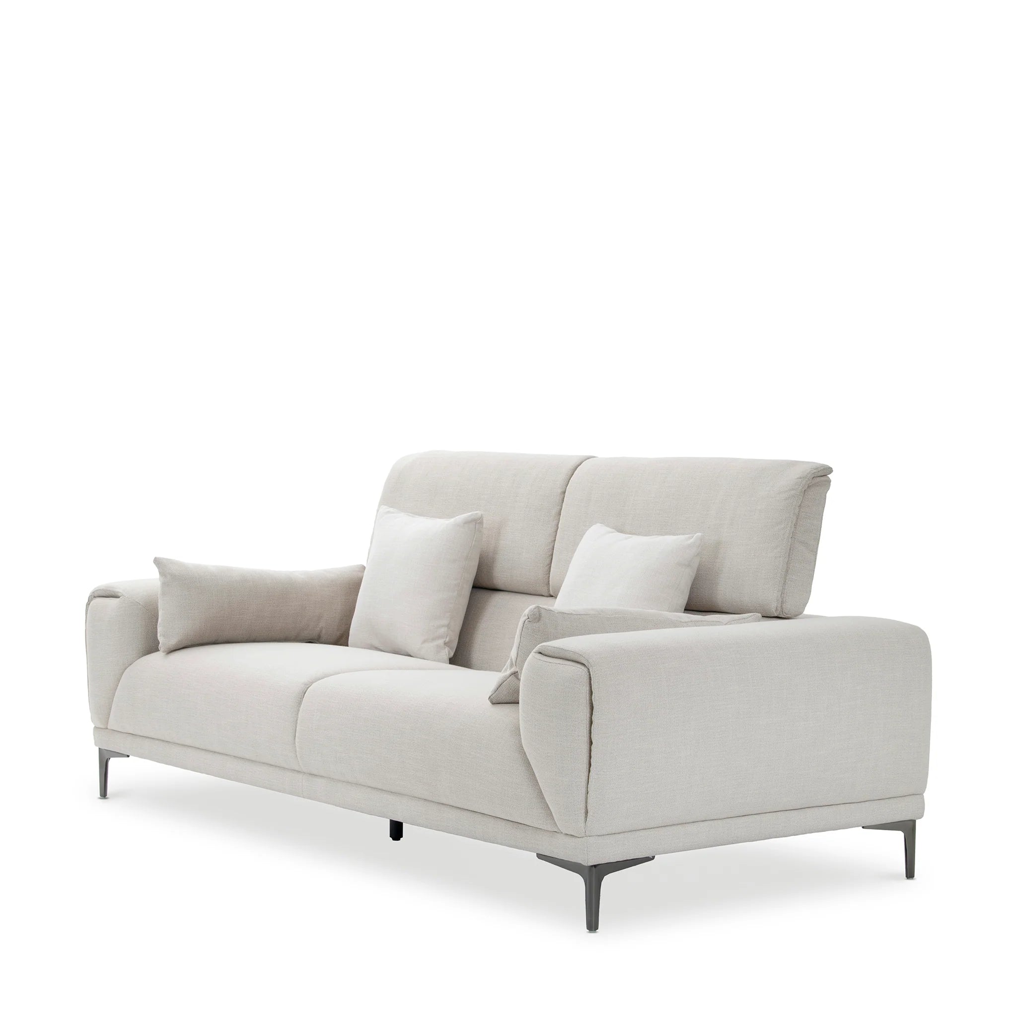 Beige Chenille, Living Room Sofa with Adjustable Backrest