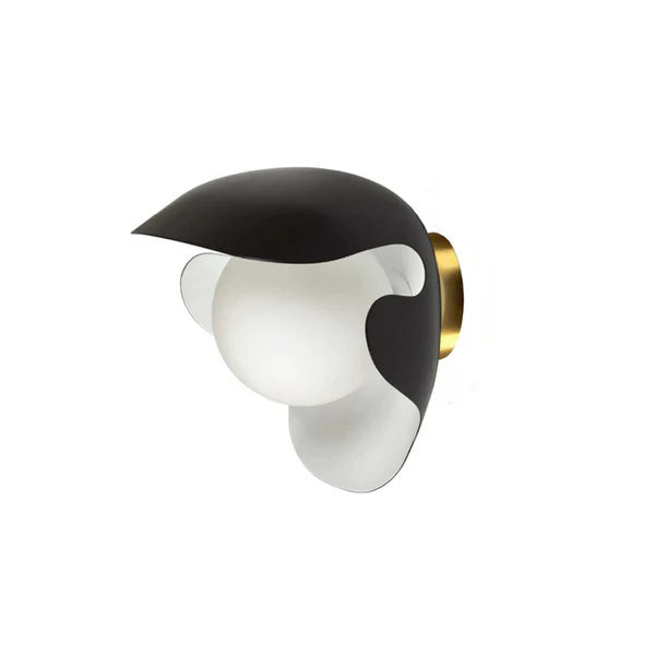 Modern Black, Wall Light with Opal Glass Globe