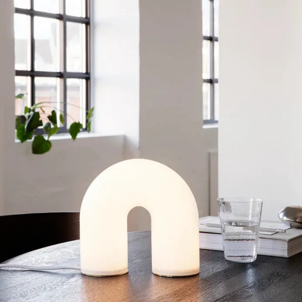Modern Opal Glass, Table Lamp with Dimmable LED