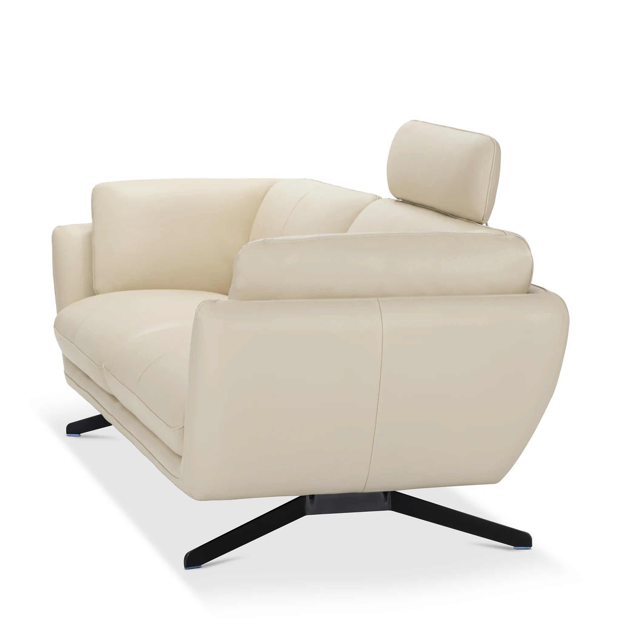 Modern Cream Leather, Living Room Sofa with Adjustable Headrest