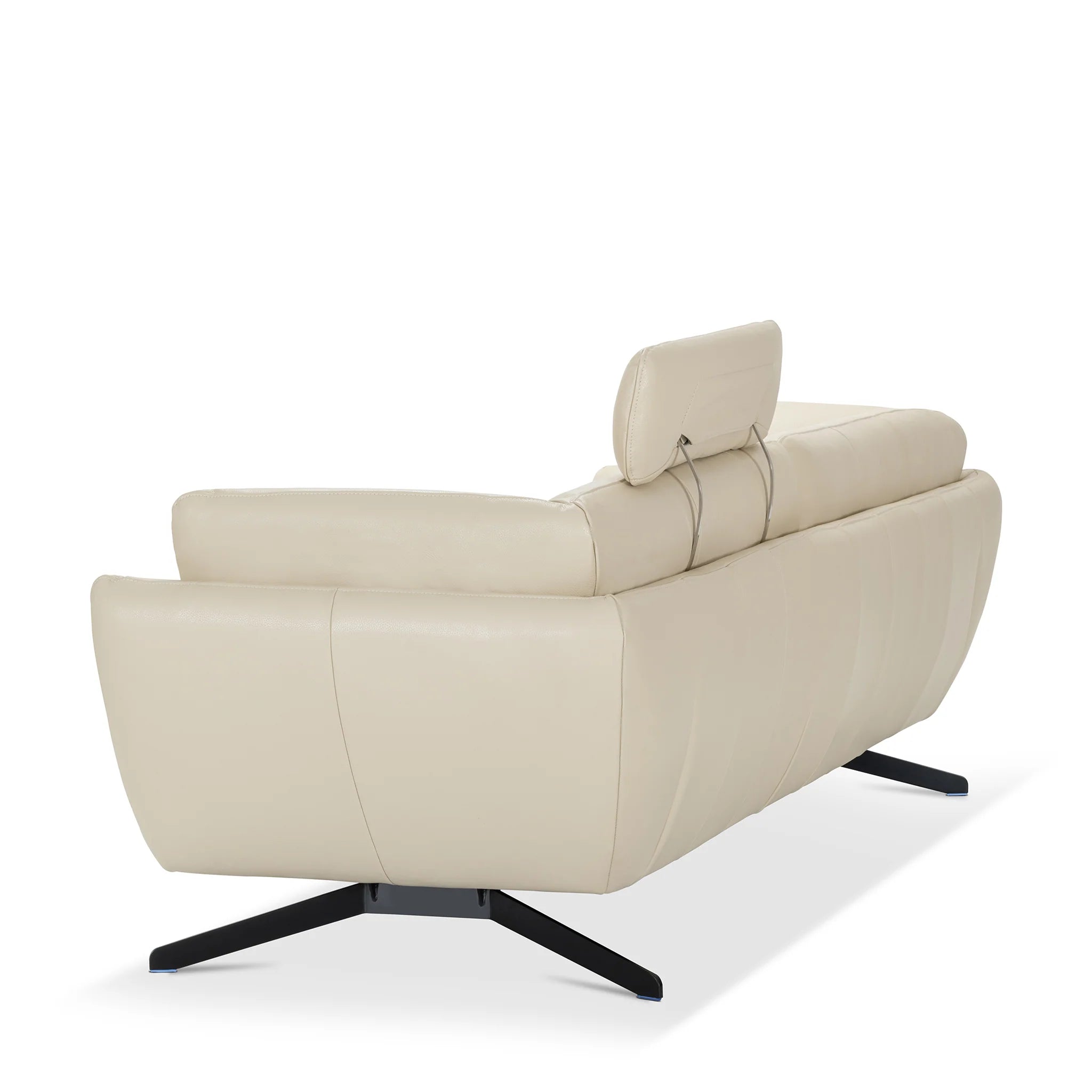 Modern Cream Leather, Living Room Sofa with Adjustable Headrest