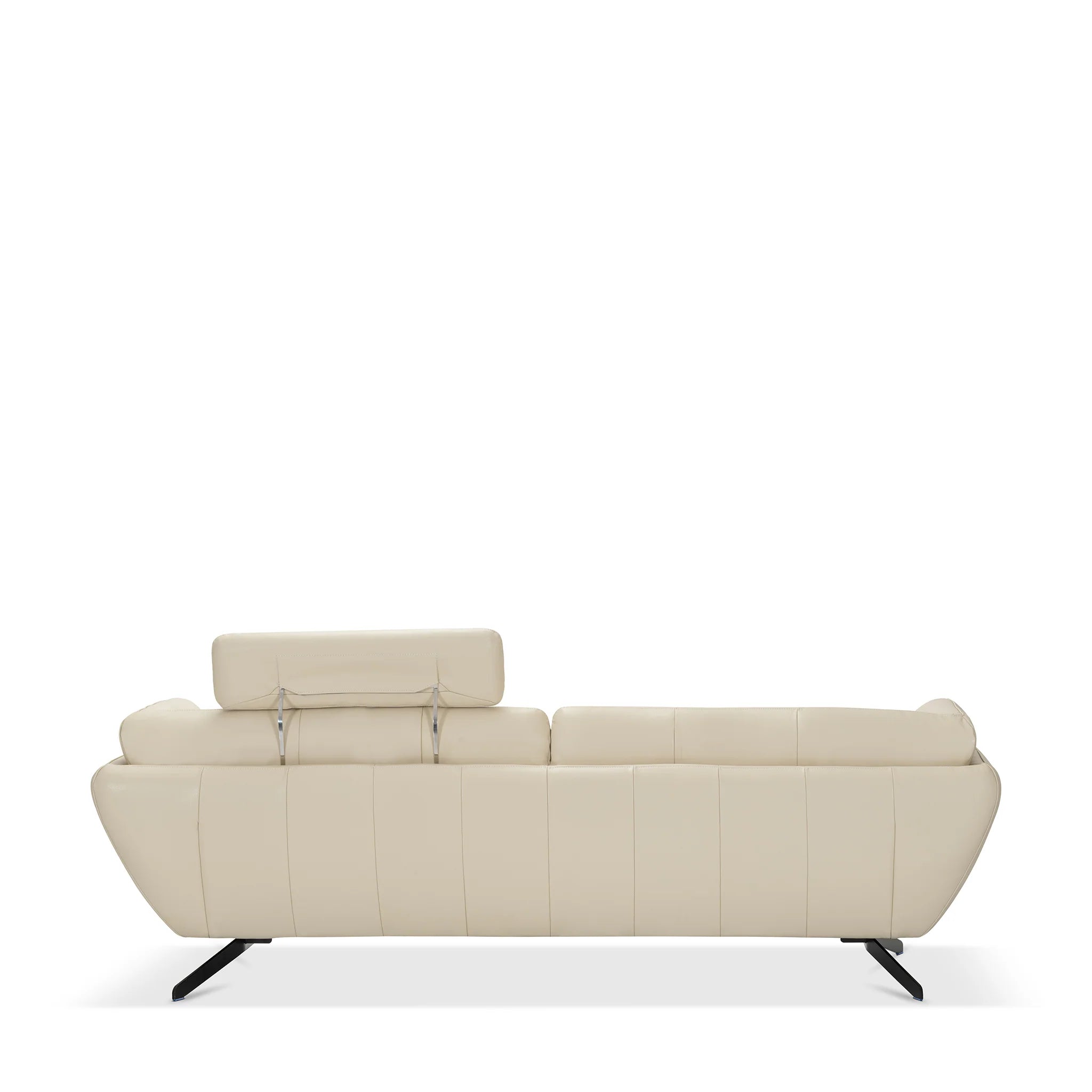 Modern Cream Leather, Living Room Sofa with Adjustable Headrest
