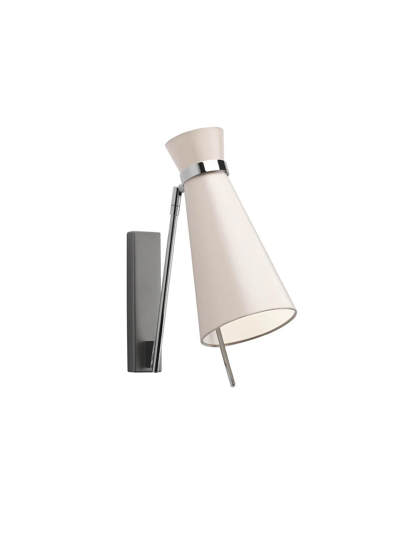 Adjustable, Chrome Wall Light with Conical Shade