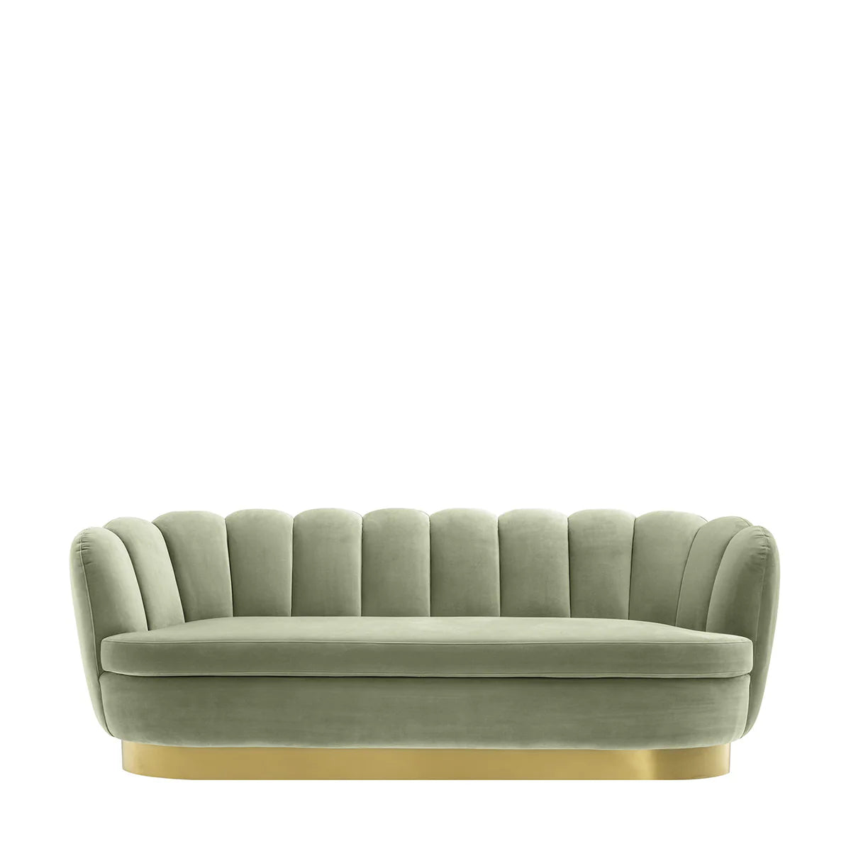 Pistachio Green Velvet, Living Room Sofa with Brass Base