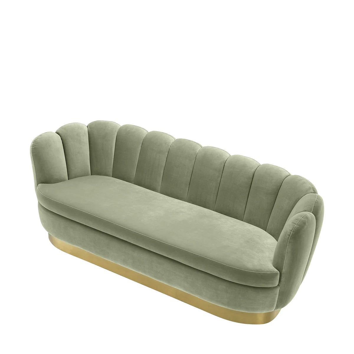 Pistachio Green Velvet, Living Room Sofa with Brass Base