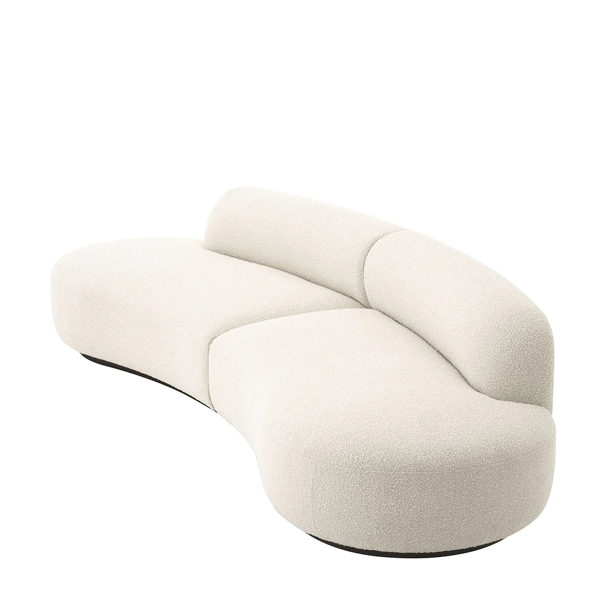Curved Cream Bouclé, Living Room Sofa