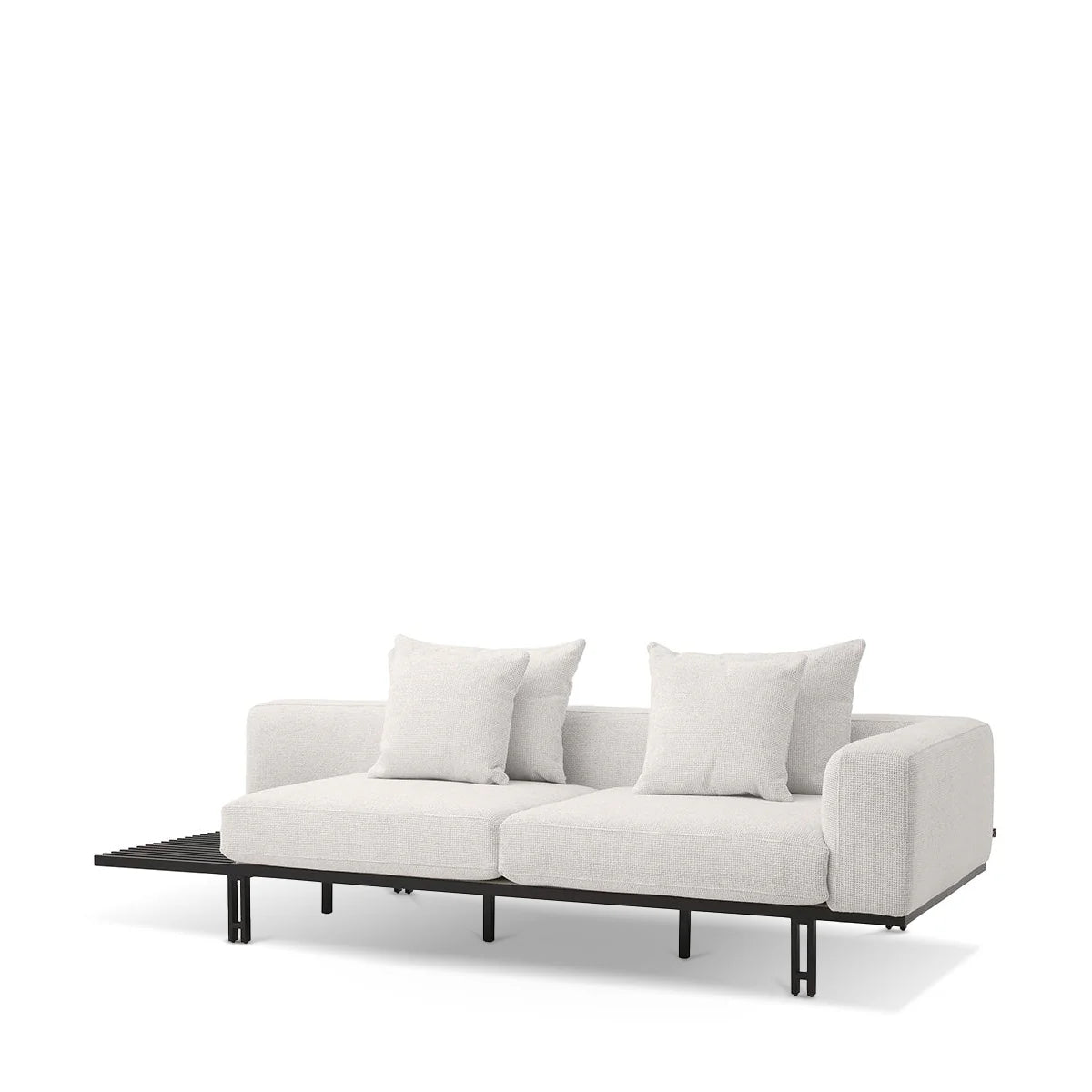 Modern Off White, Living Room Sofa with Integrated Side Table