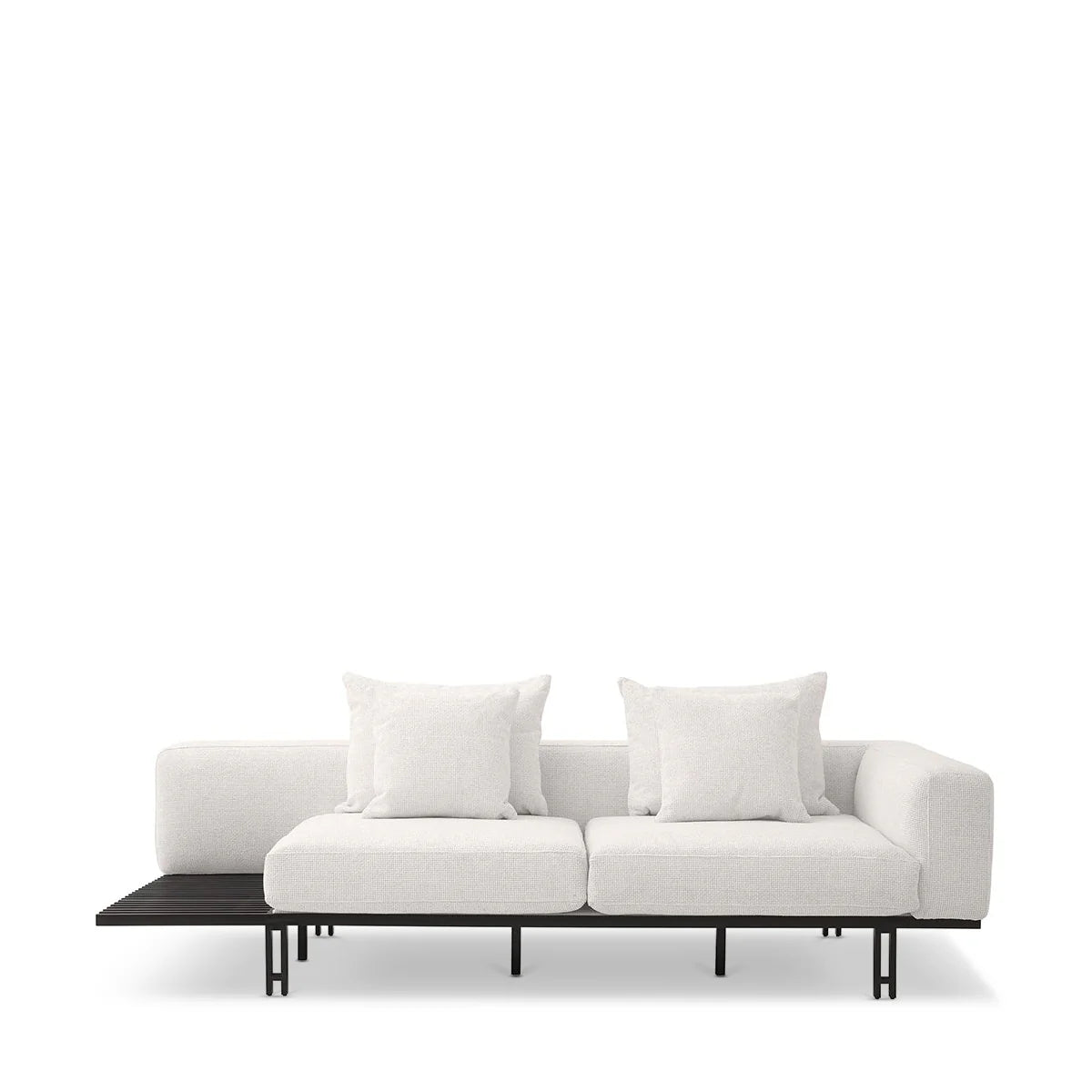 Modern Off White, Living Room Sofa with Integrated Side Table