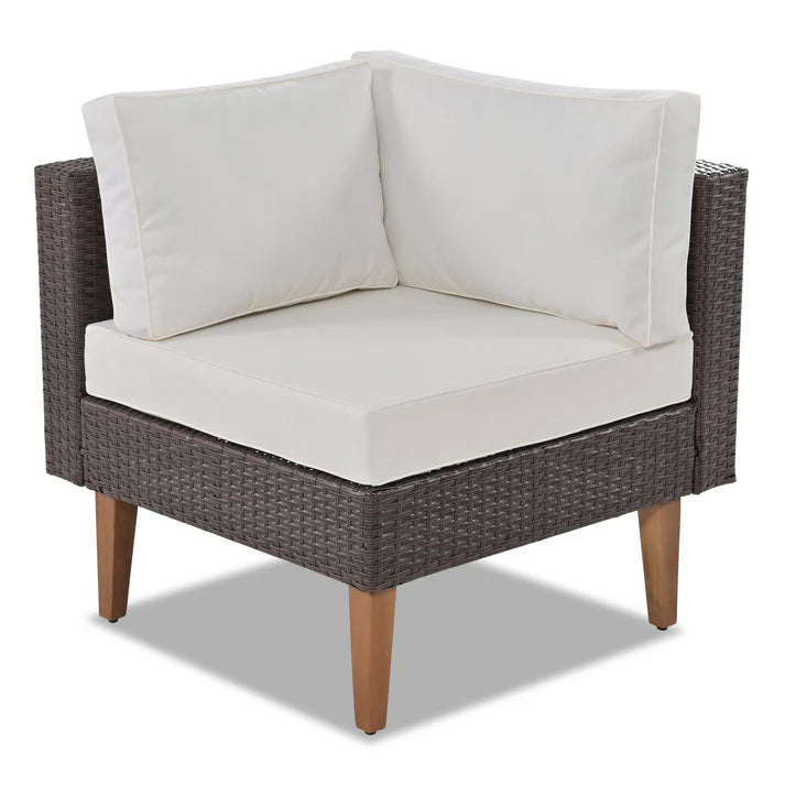 4 Piece Outdoor Wicker Sofa Set with Coffee Table and Cushions