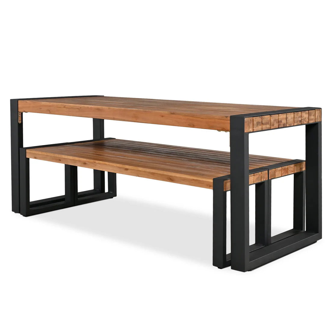 3 Piece Outdoor Dining Set with Acacia Wood Table and Benches
