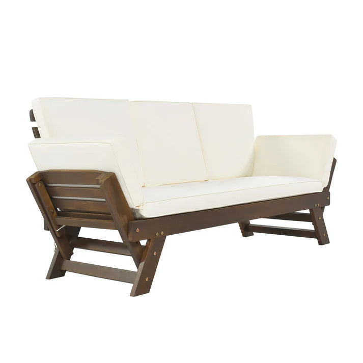 Adjustable Outdoor Wooden Daybed Sofa with Cushions