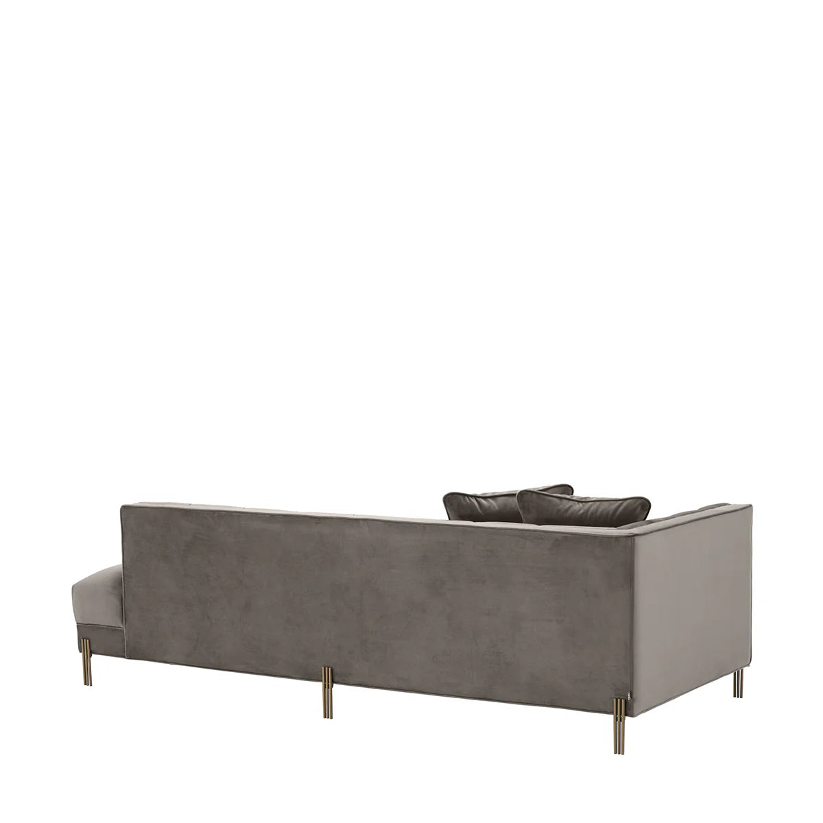 Tufted Gray Velvet, Living Room Lounge Sofa with Gold Legs