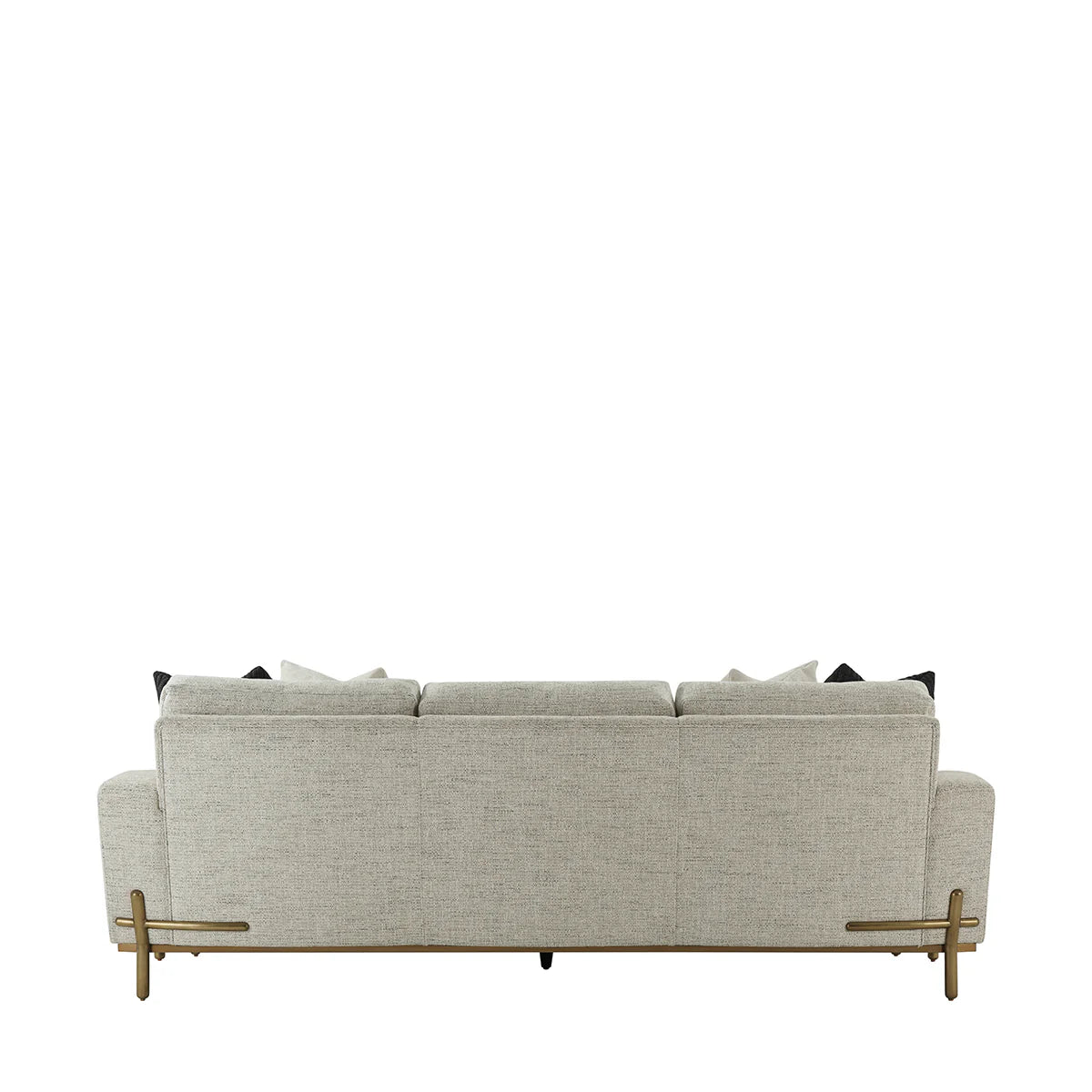Modern Upholstered, Living Room Sofa with Bronze Metal Accents