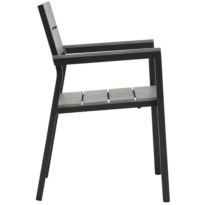 5 Piece Outdoor Dining Set with Aluminum Frame and Gray Wood Look Tabletop