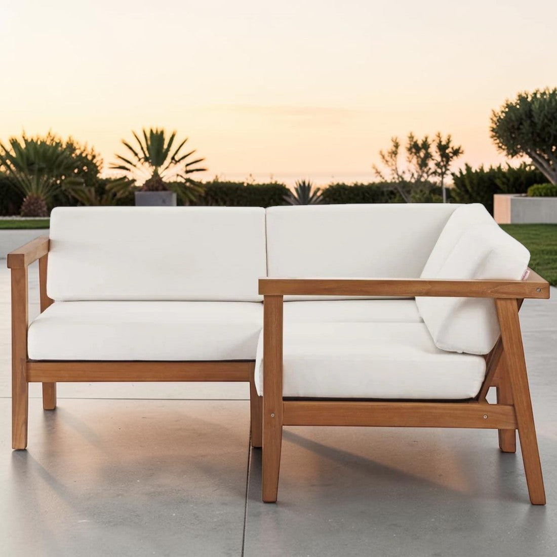 Teak Outdoor Sectional Sofa with Water-Resistant Cushions