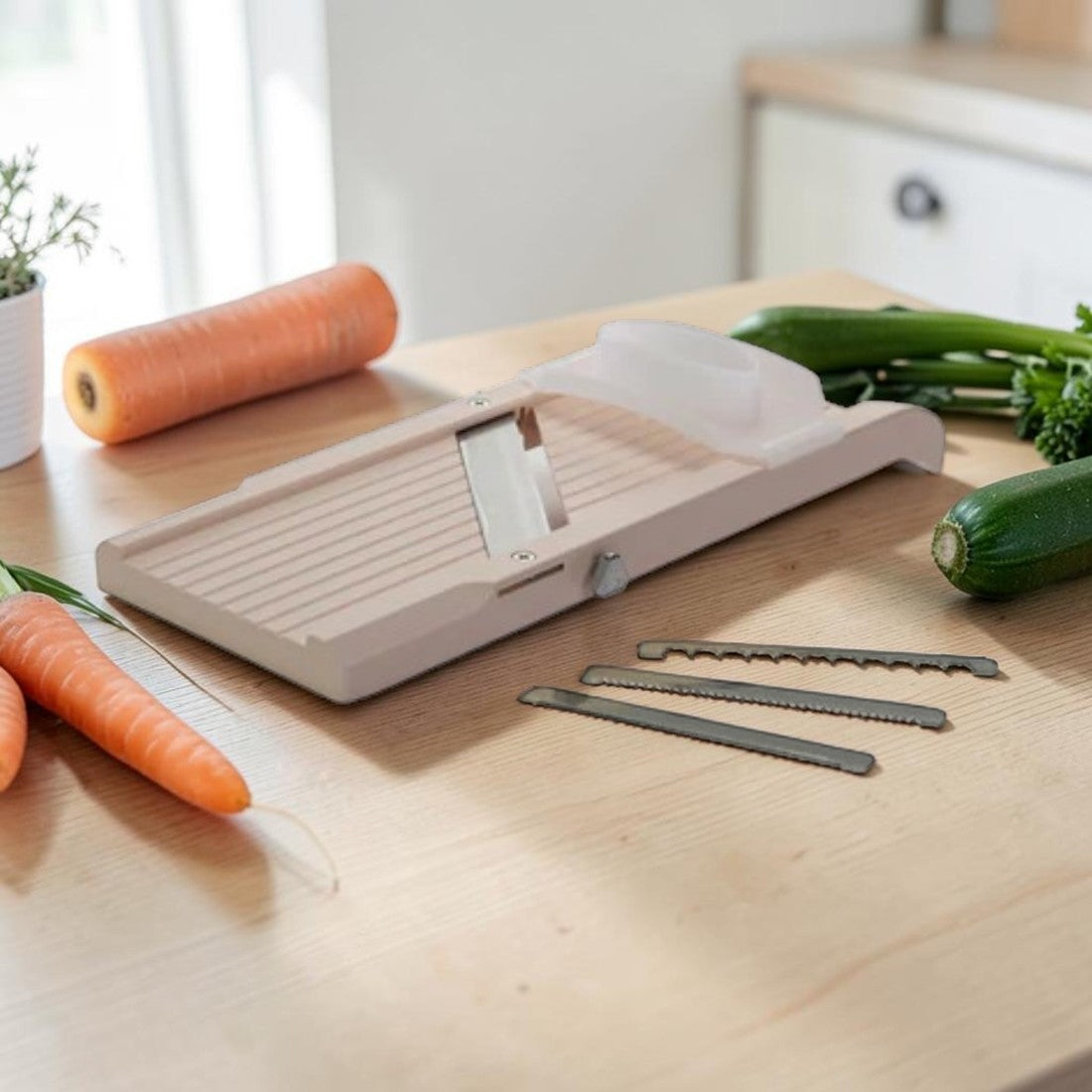 Kitchen Mandoline Slicer with Interchangeable Blades