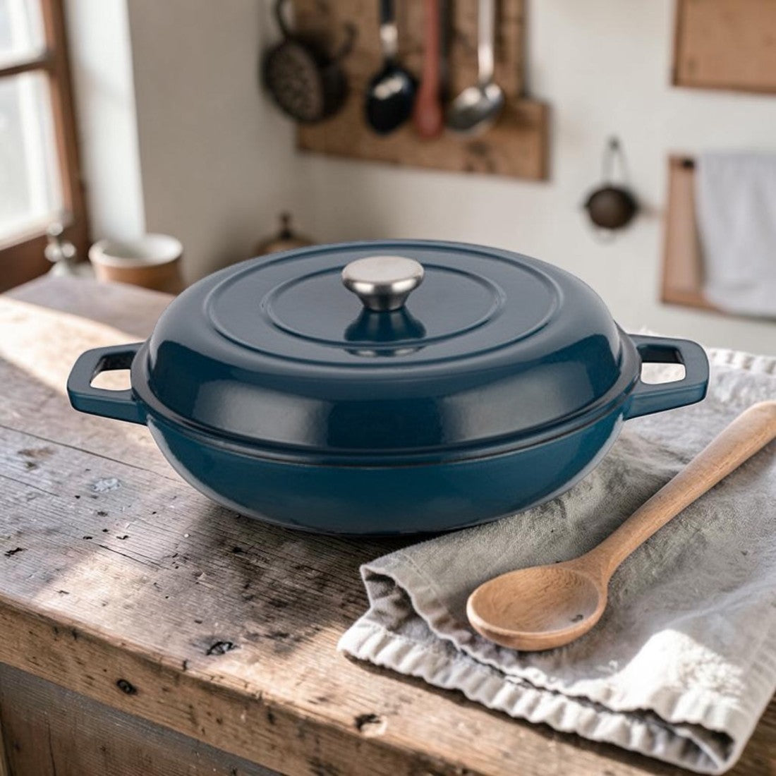 Enameled Cast Iron Braiser with Lid, 3 Qt.